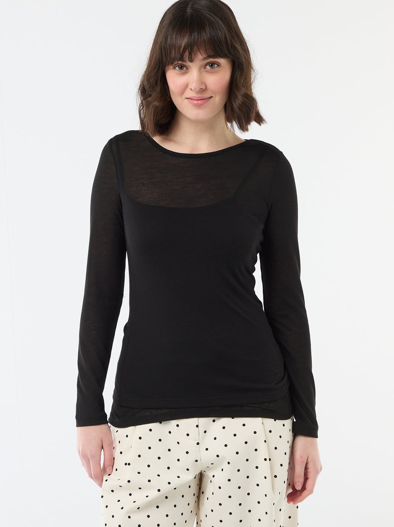 T-shirt smanicato 2-in-1 Nero - Kiabi