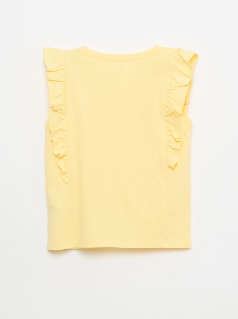 T-shirt smanicato con volant Giallo - Kiabi