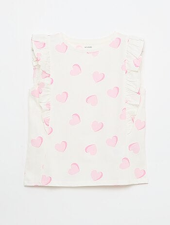 T-shirt smanicato con volant