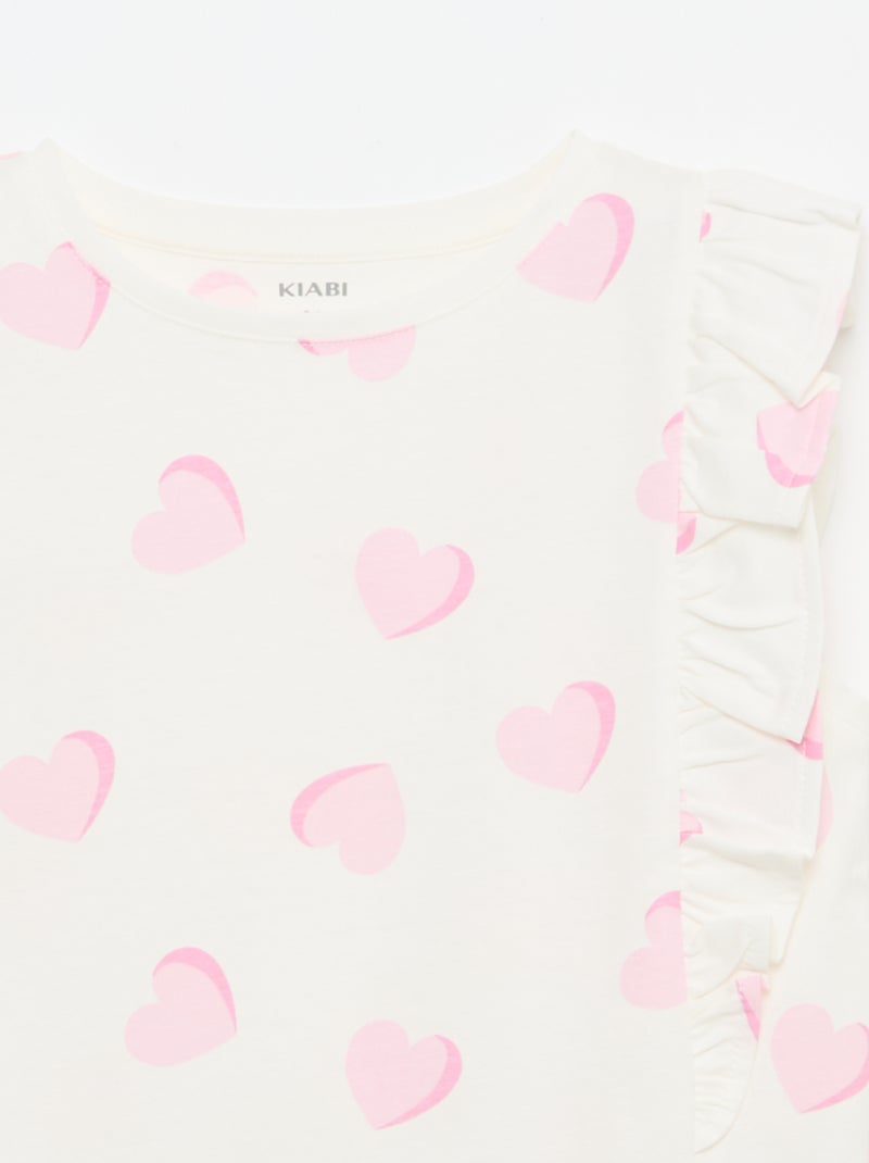 T-shirt smanicato con volant Rosa - Kiabi