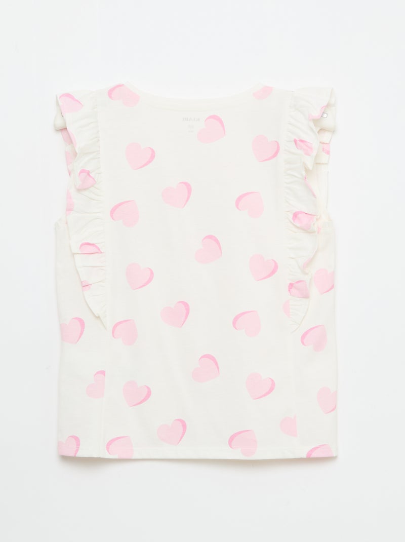 T-shirt smanicato con volant Rosa - Kiabi