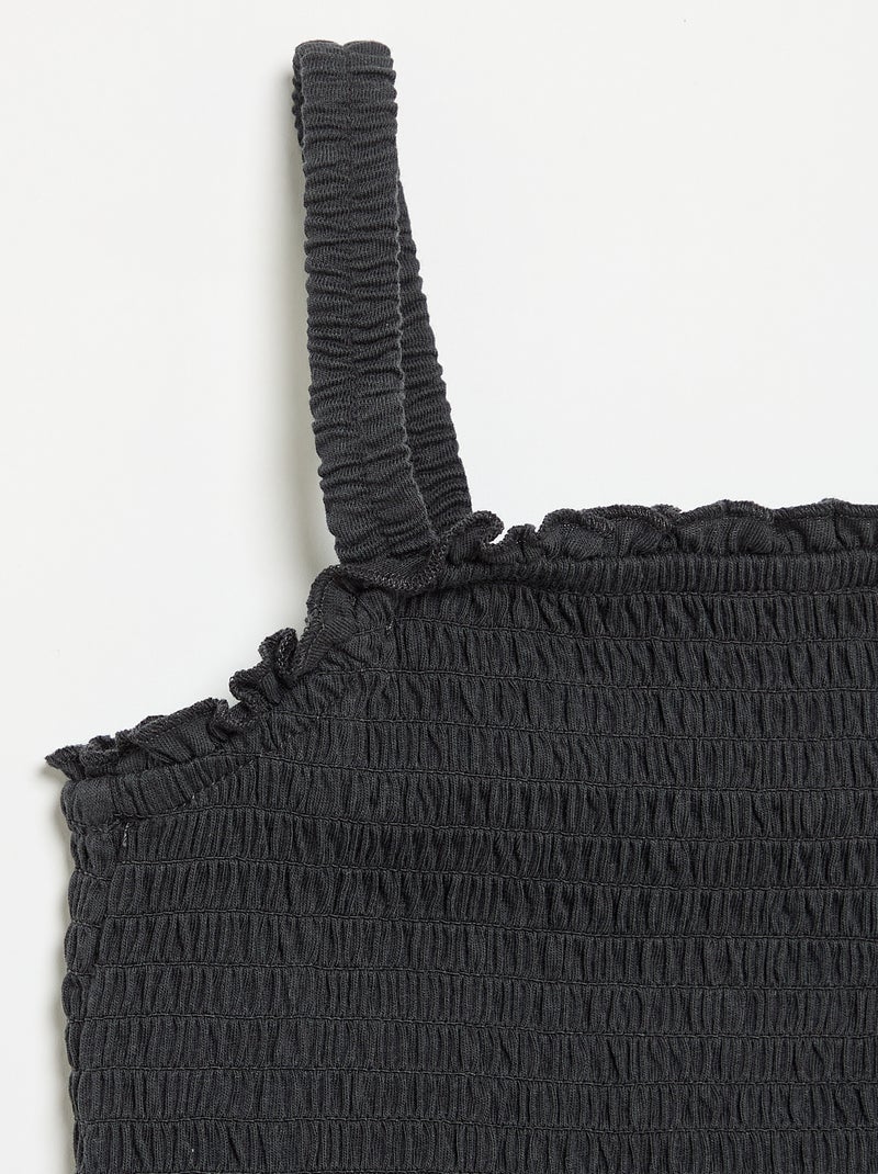 T-shirt smock con spalline Nero - Kiabi