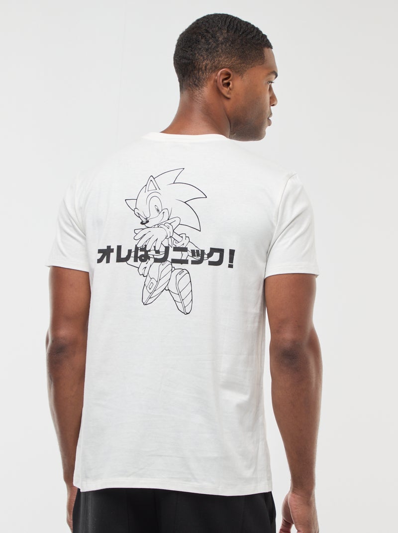 T-shirt 'Sonic' stampato fronte/retro a maniche corte Bianco - Kiabi