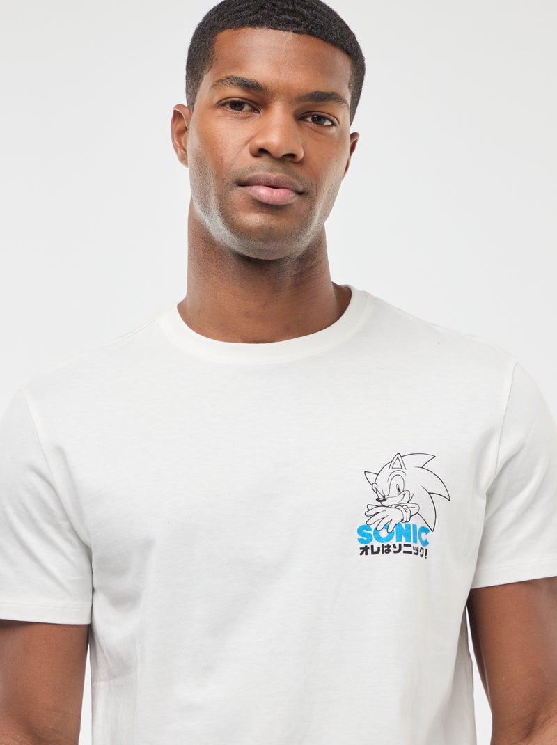 T-shirt 'Sonic' stampato fronte/retro a maniche corte Bianco - Kiabi