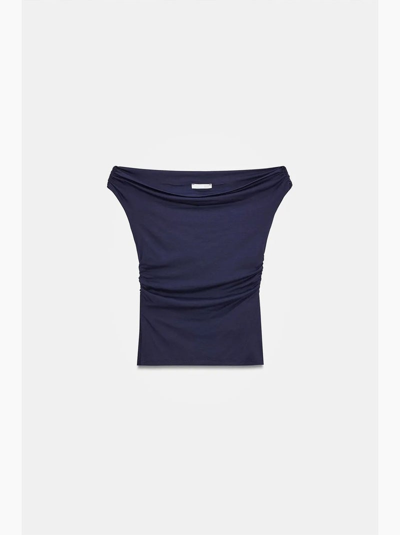 T-shirt spalle scoperte jersey manica corta dilvin Blu marino - Kiabi