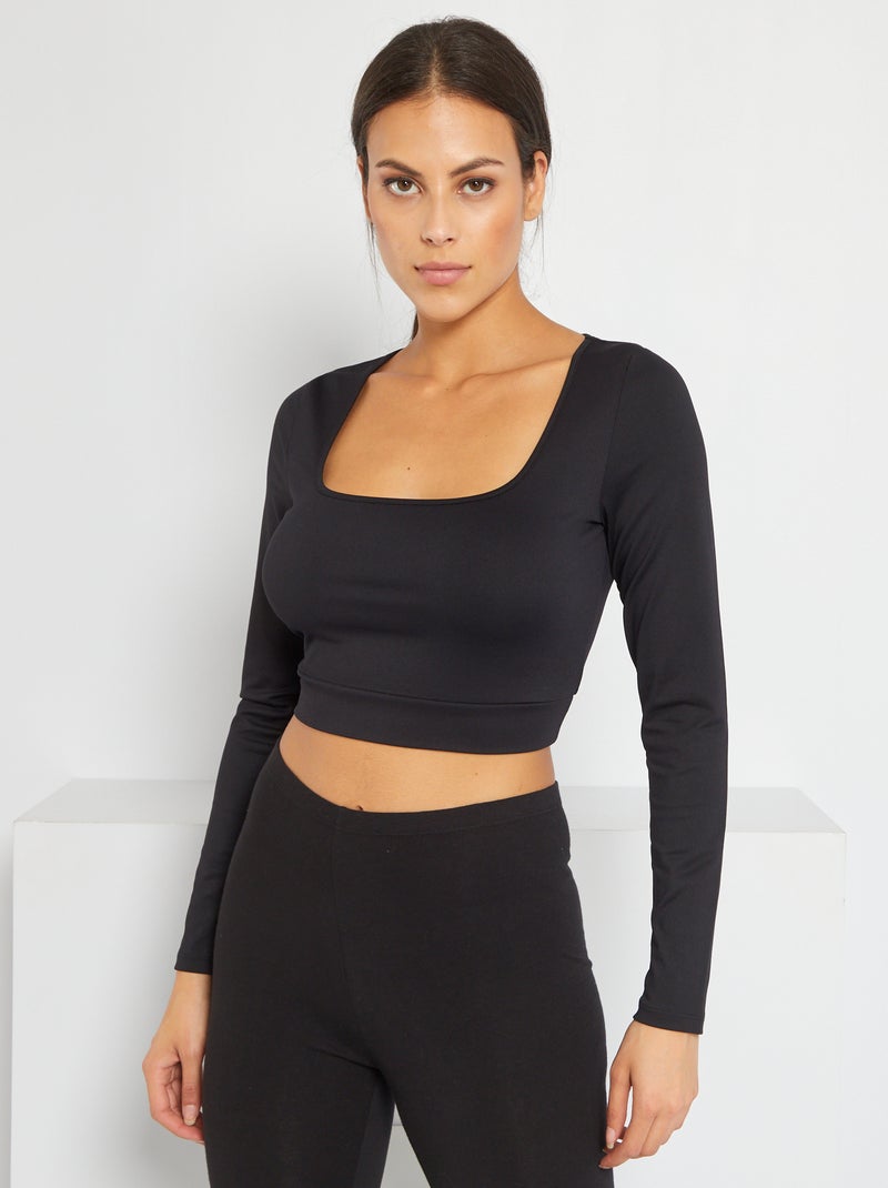 T-shirt sportiva cropped Nero - Kiabi