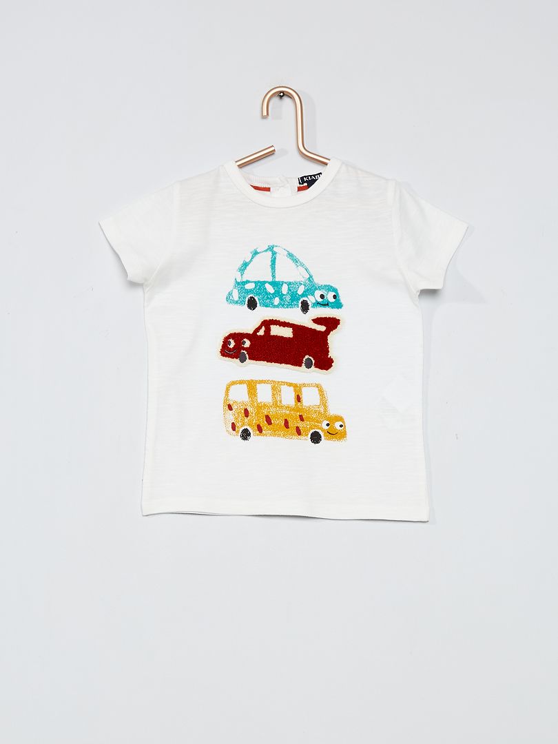 T-shirt stampa 'auto' BIANCO - Kiabi