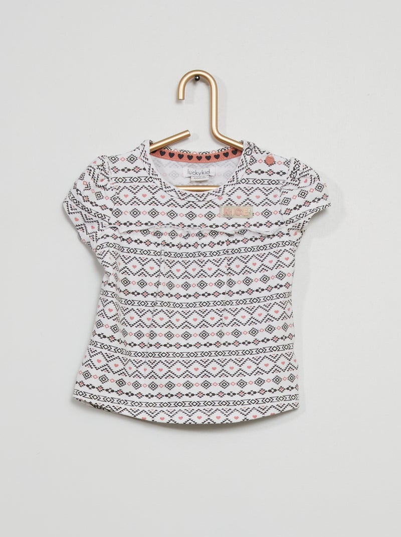 T-shirt stampa 'azteca' bianco - Kiabi