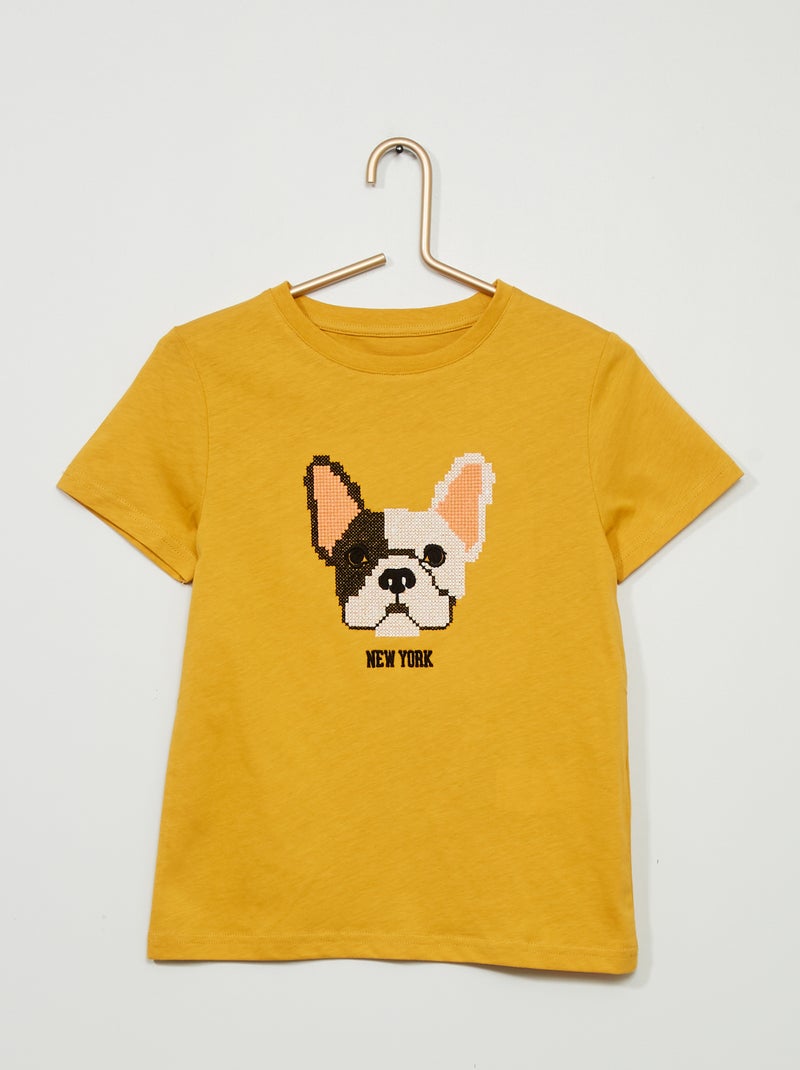 T-shirt stampa 'cane' GIALLO - Kiabi