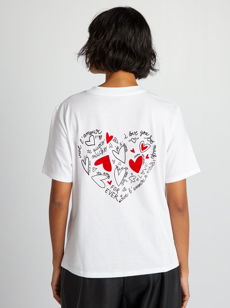 T-shirt stampa 'cuore' BIANCO - Kiabi