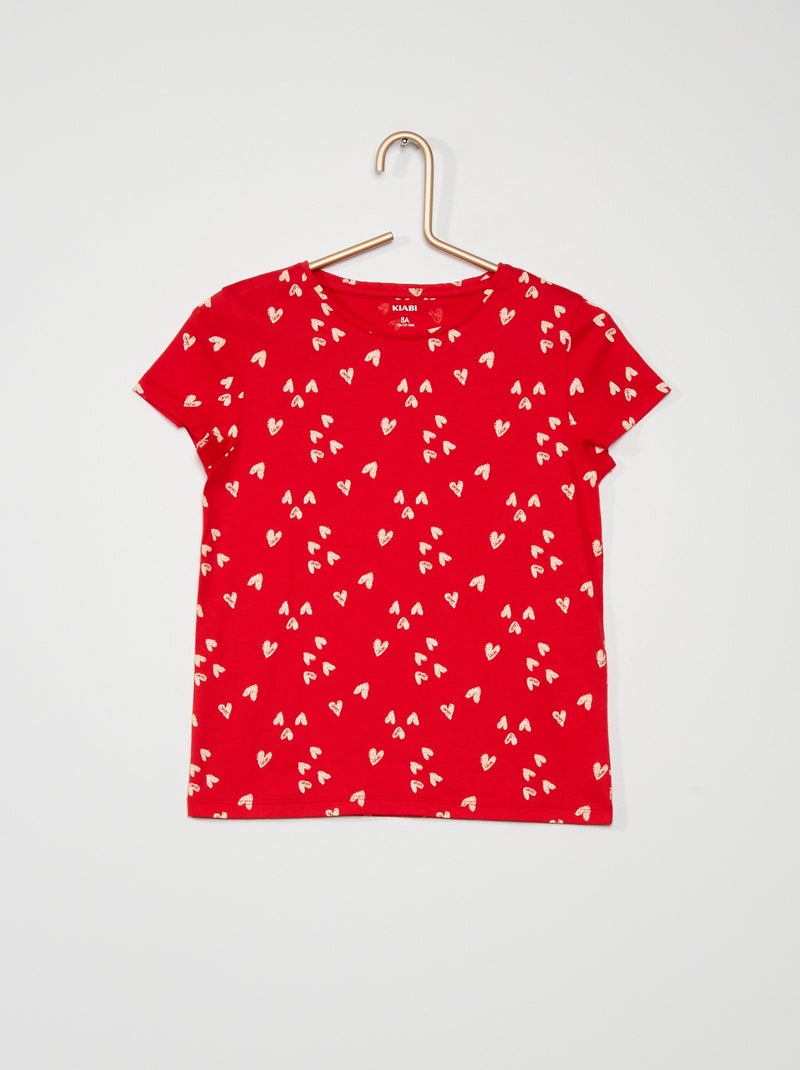 T-shirt stampa 'cuori' ROSSO - Kiabi