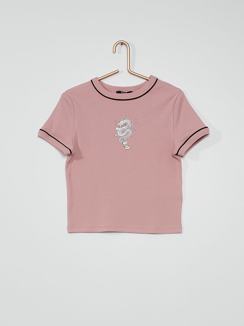 T-shirt stampa 'drago' rosa antico - Kiabi
