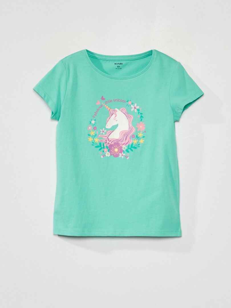 T-shirt stampa fantasia 'unicorno' VERDE - Kiabi