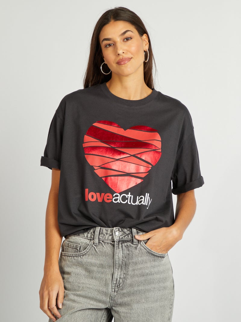 T-shirt stampa 'Love Actually' NERO - Kiabi