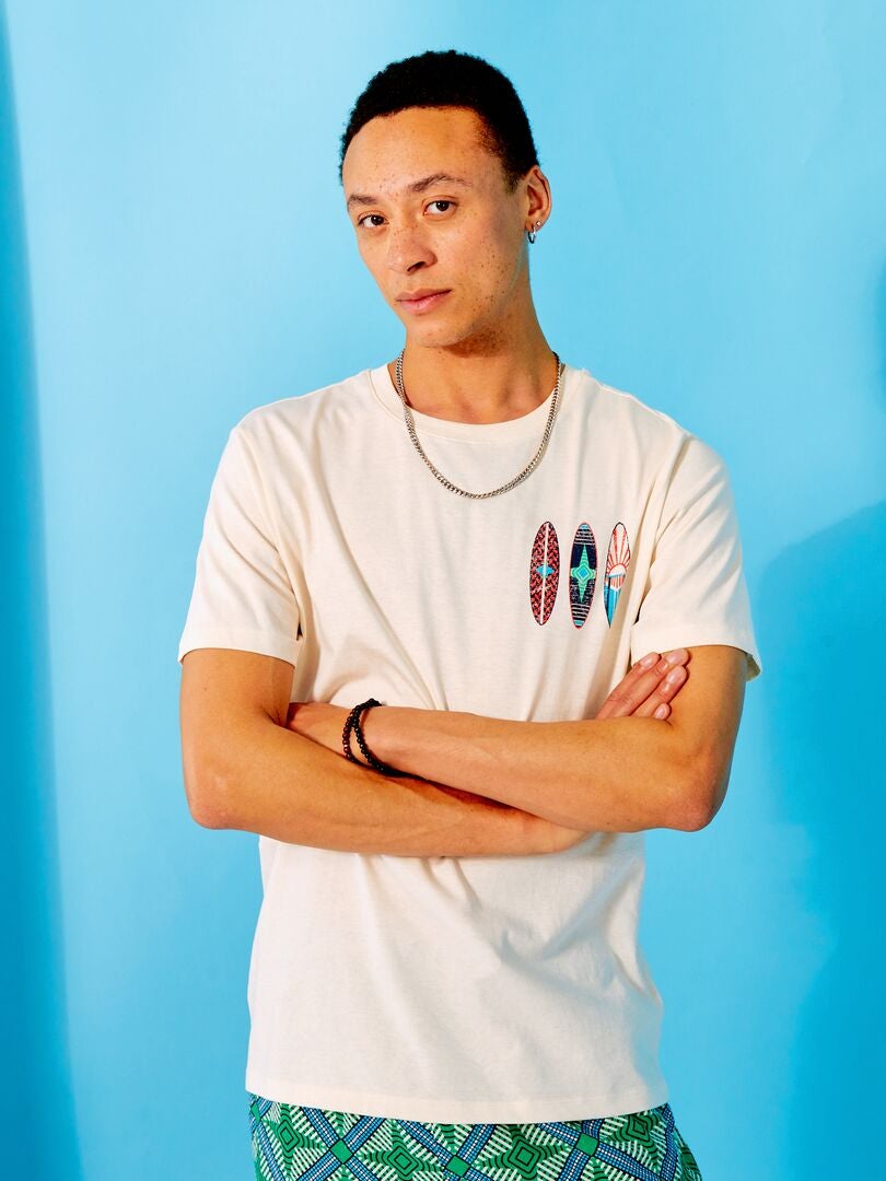 T-shirt stampa 'surf' a maniche corte BIANCO - Kiabi