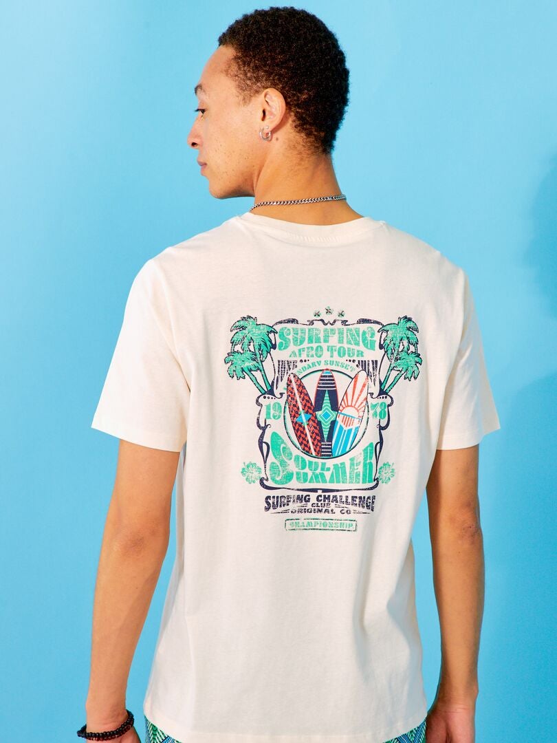 T-shirt stampa 'surf' a maniche corte BIANCO - Kiabi
