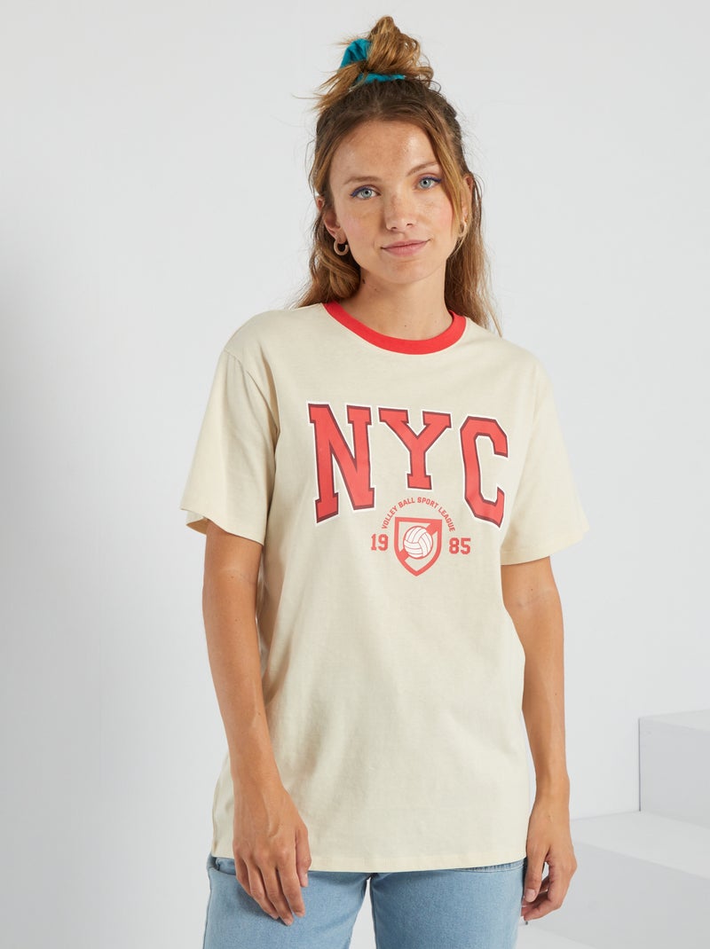 T-shirt stampa USA BEIGE - Kiabi