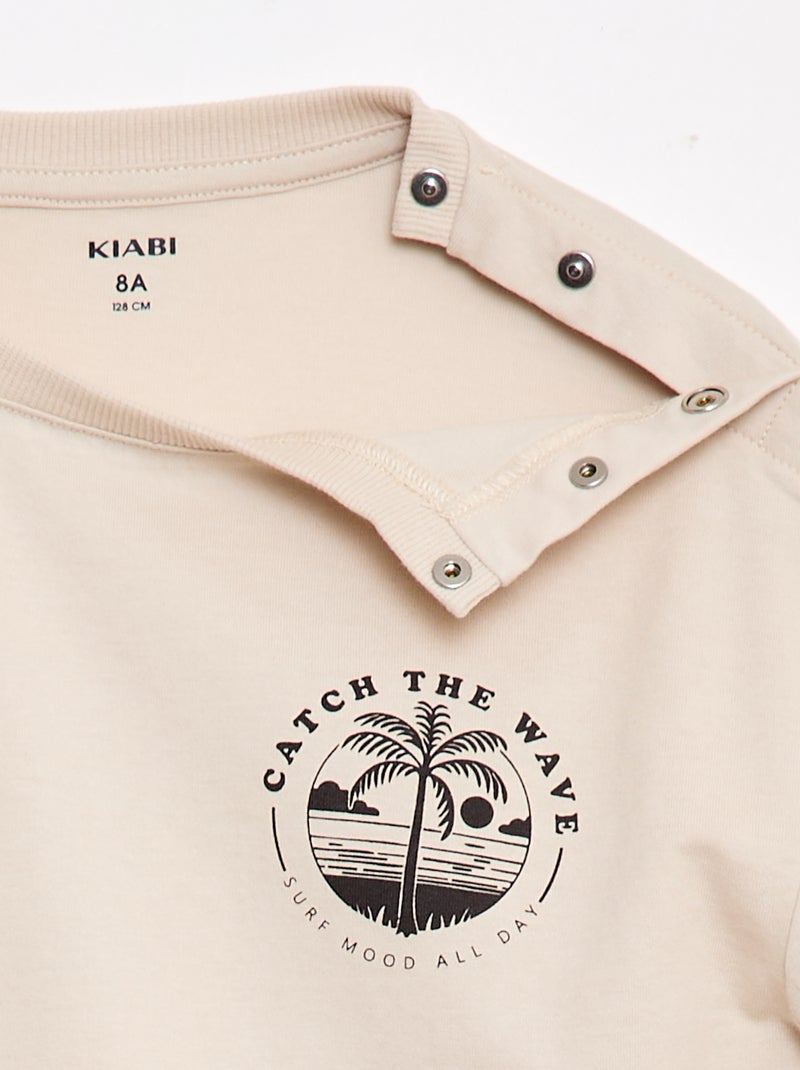 T-shirt stampata a maniche corte - Collezione facile da indossare Beige - Kiabi
