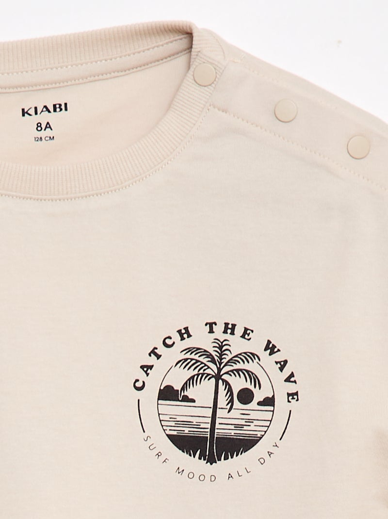 T-shirt stampata a maniche corte - Collezione facile da indossare Beige - Kiabi