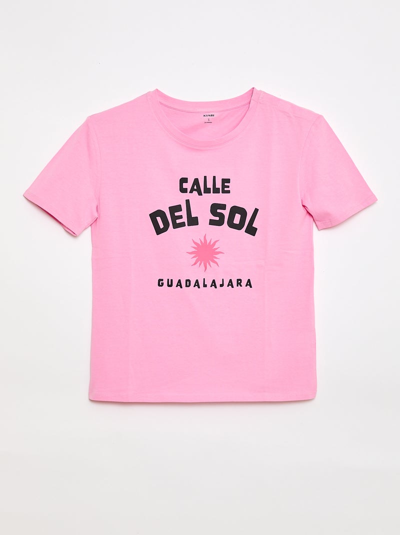 T-shirt stampata a maniche corte - collezione facile da indossare Rosa - Kiabi
