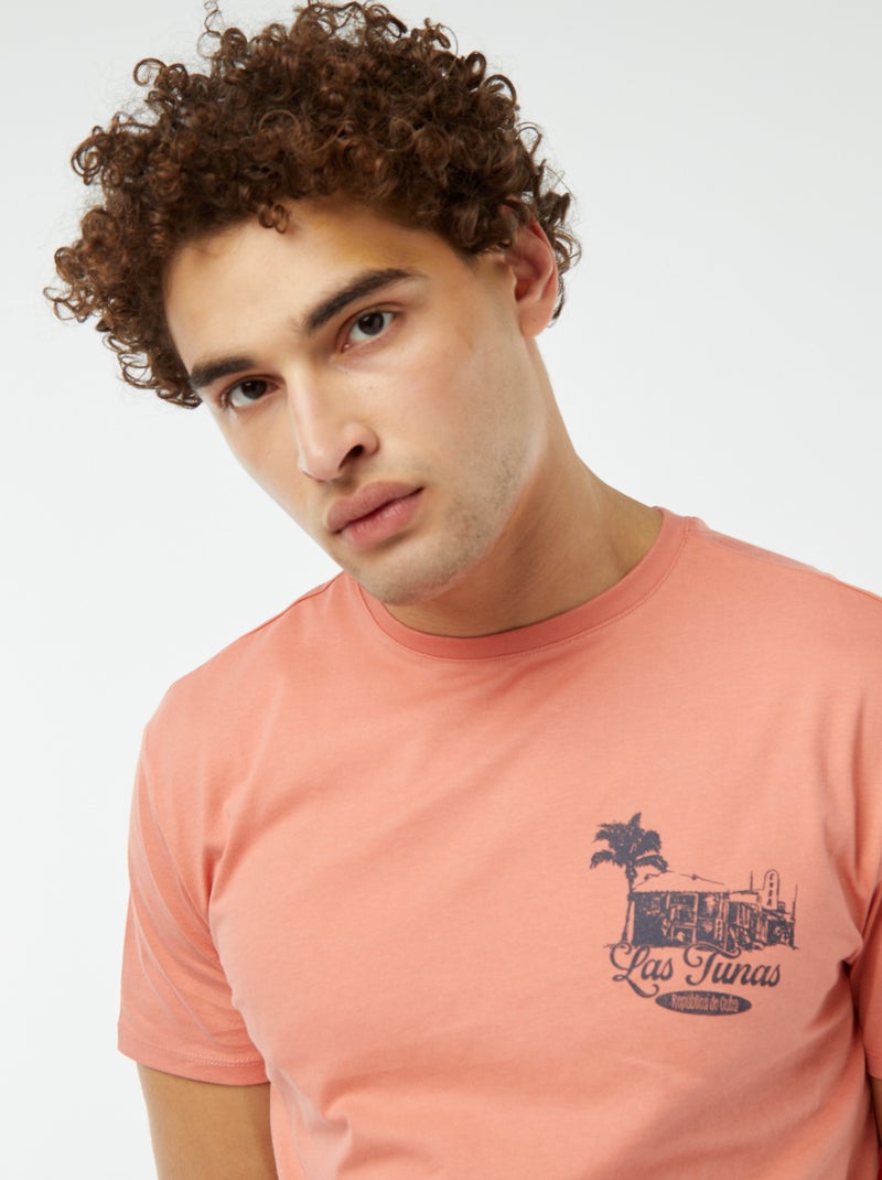 T-shirt stampata a maniche corte ARANCIONE - Kiabi