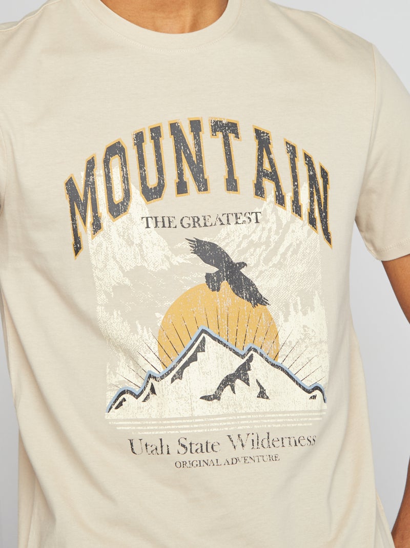 T-shirt stampata a maniche corte BEIGE - Kiabi