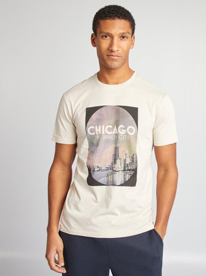 T-shirt stampata a maniche corte BEIGE - Kiabi