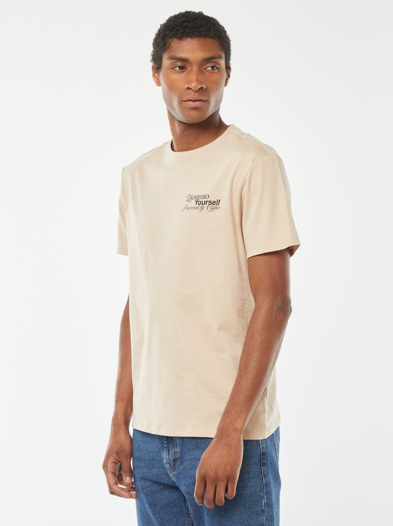 T-shirt stampata a maniche corte BEIGE - Kiabi