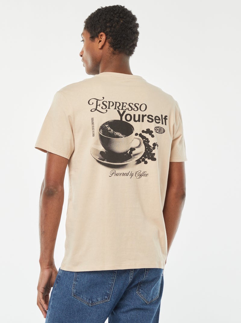 T-shirt stampata a maniche corte BEIGE - Kiabi