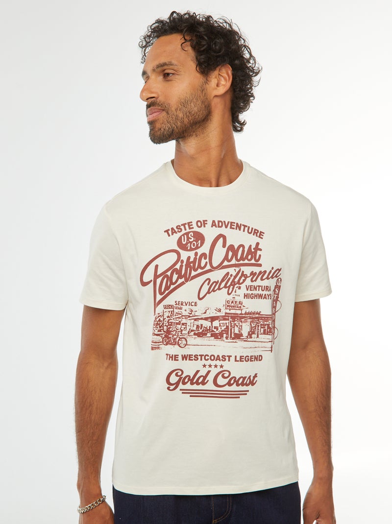T-shirt stampata a maniche corte Beige - Kiabi