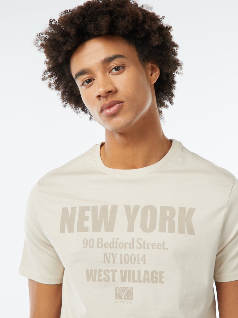 T-shirt stampata a maniche corte Beige - Kiabi