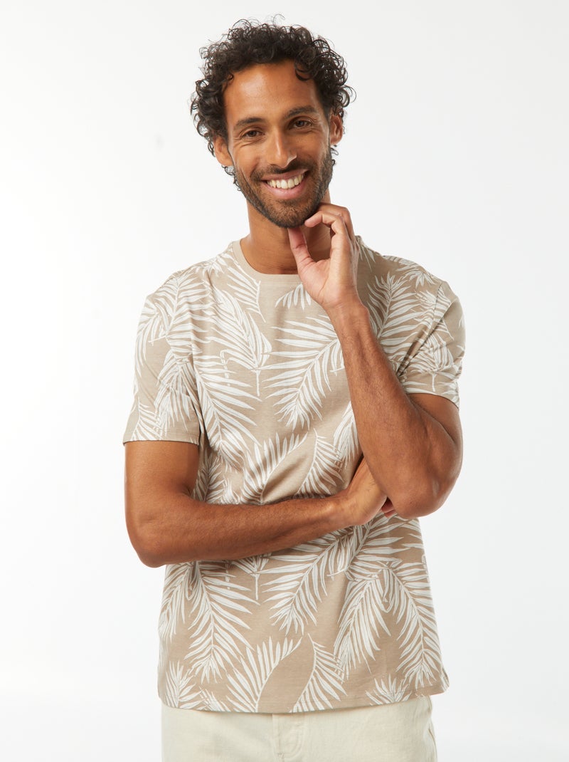 T-shirt stampata a maniche corte Beige - Kiabi