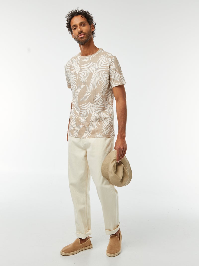 T-shirt stampata a maniche corte Beige - Kiabi
