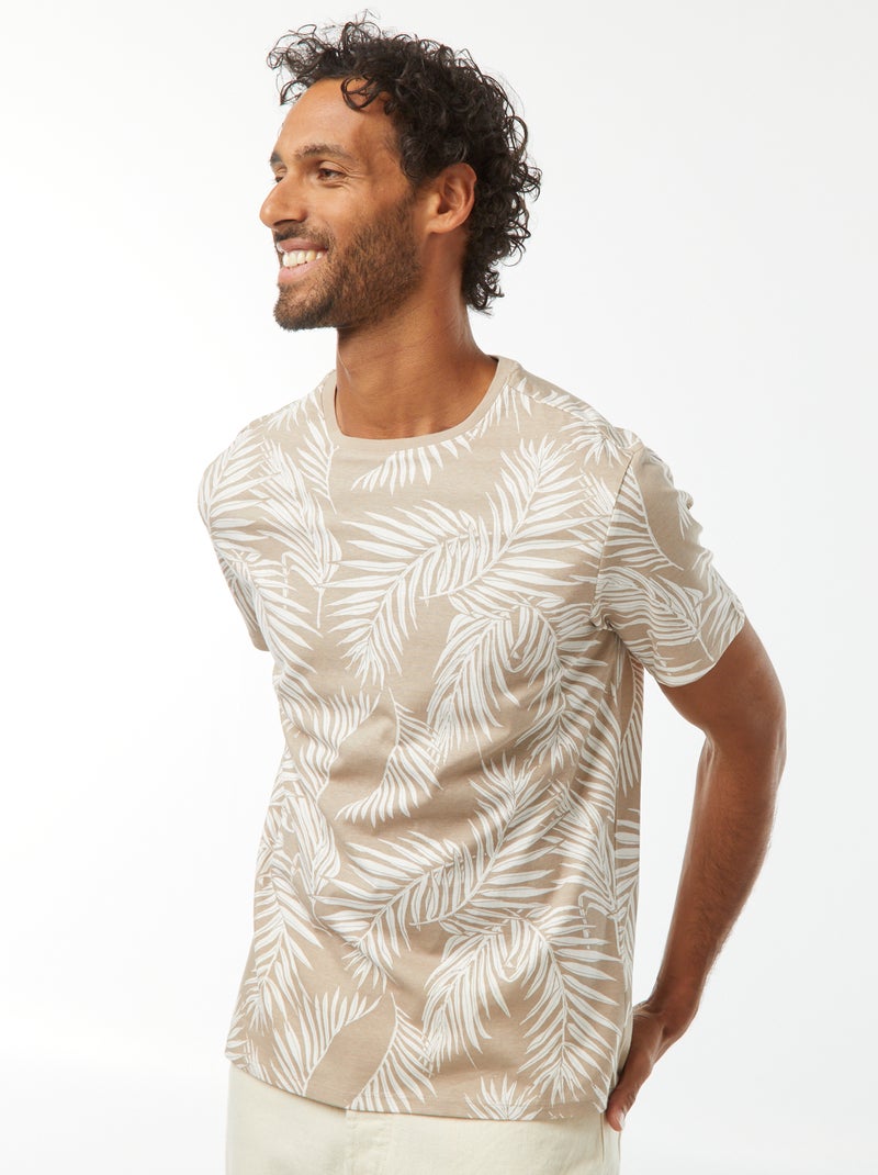 T-shirt stampata a maniche corte Beige - Kiabi