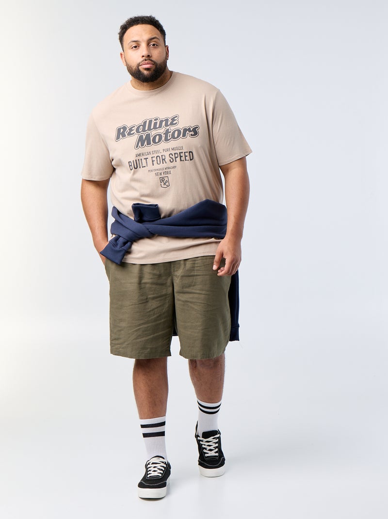 T-shirt stampata a maniche corte Beige - Kiabi