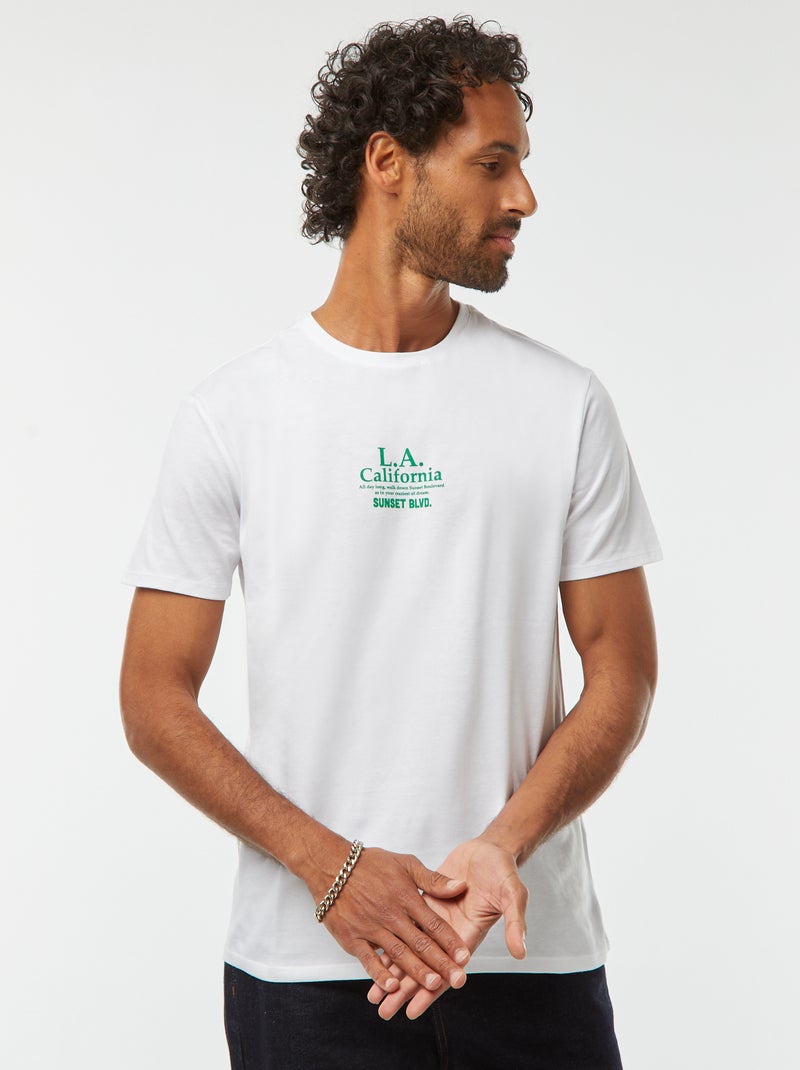 T-shirt stampata a maniche corte Bianco - Kiabi
