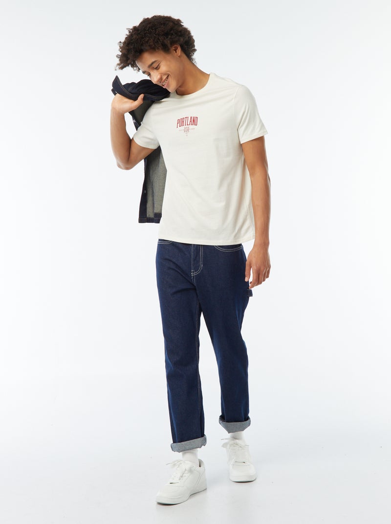 T-shirt stampata a maniche corte Bianco - Kiabi