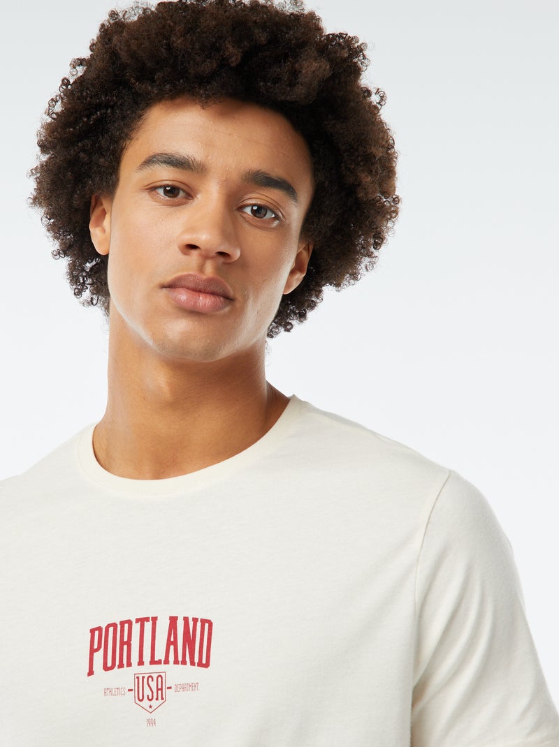 T-shirt stampata a maniche corte Bianco - Kiabi