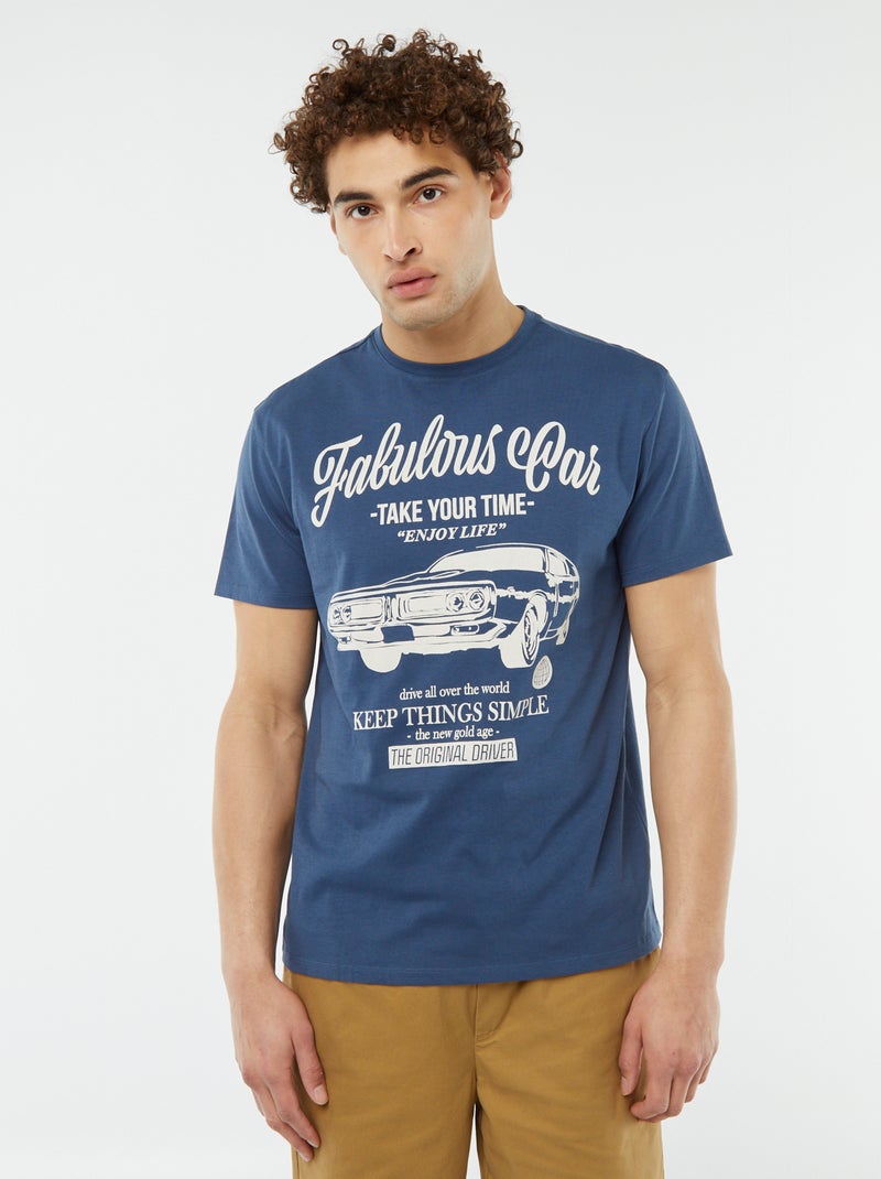 T-shirt stampata a maniche corte BLU - Kiabi