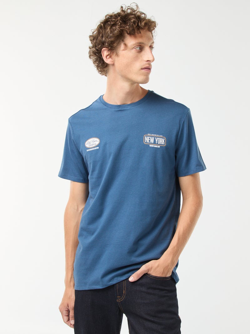T-shirt stampata a maniche corte Blu - Kiabi