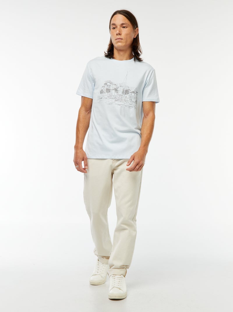 T-shirt stampata a maniche corte Blu - Kiabi