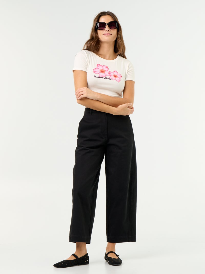 T-shirt stampata a maniche corte con motivo Bianco - Kiabi