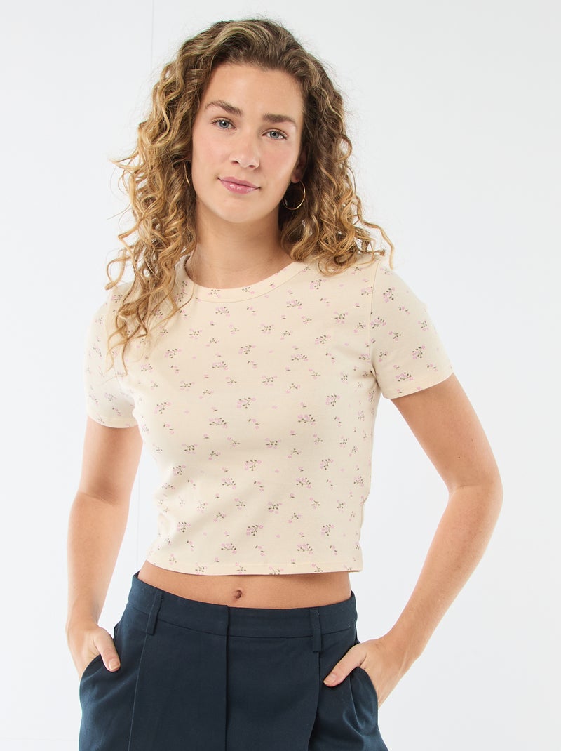 T-shirt stampata a maniche corte con motivo Bianco - Kiabi