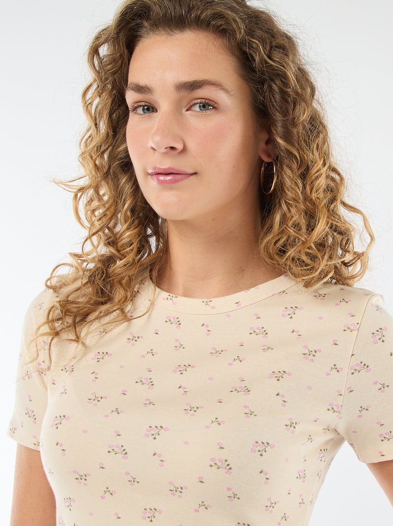 T-shirt stampata a maniche corte con motivo Bianco - Kiabi