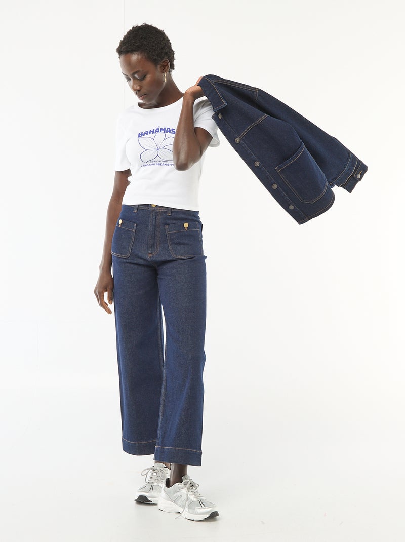 T-shirt stampata a maniche corte con motivo Bianco - Kiabi
