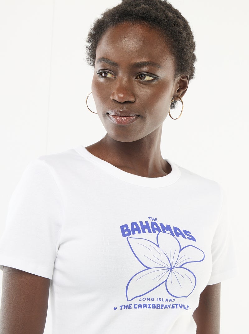 T-shirt stampata a maniche corte con motivo Bianco - Kiabi