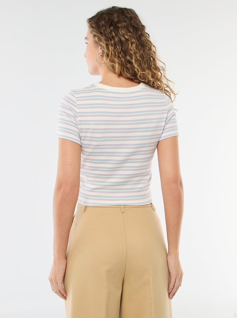 T-shirt stampata a maniche corte con motivo Blu - Kiabi