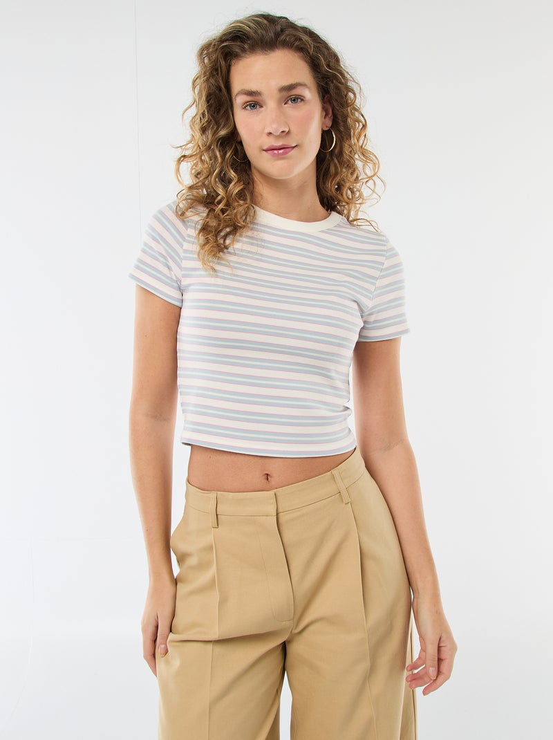 T-shirt stampata a maniche corte con motivo Blu - Kiabi