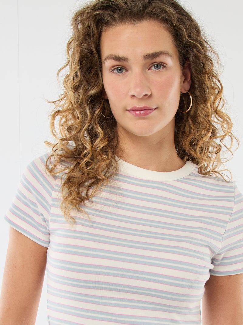 T-shirt stampata a maniche corte con motivo Blu - Kiabi