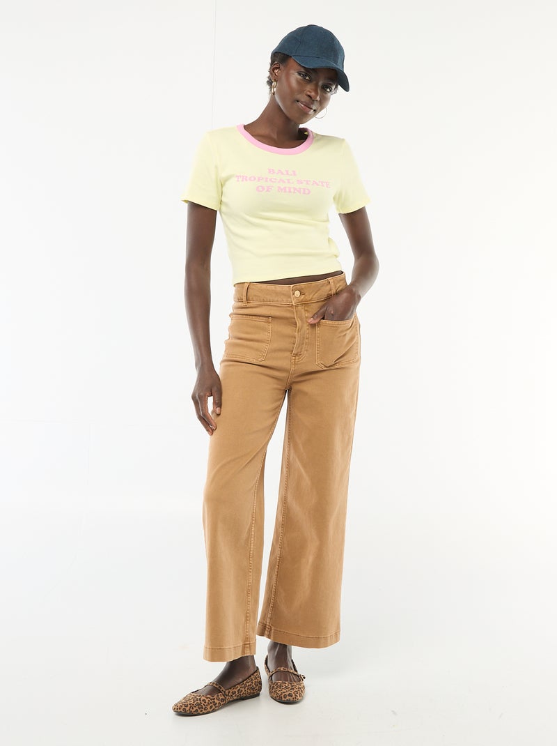 T-shirt stampata a maniche corte con motivo Giallo - Kiabi